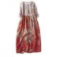 thumbnail image 1 of QIPOPIQ Robe Longue Bohème d'Été pour Femme Col Rond Manches Mi-Longues Robe Maxi Fluide avec Ceinture Liquidation, 1 of 8
