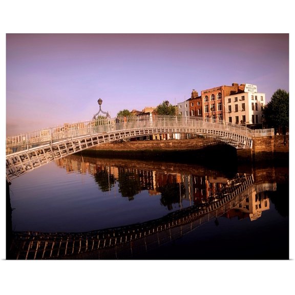 Great BIG Canvas | Rolled The Irish Image Collection Poster Print entitled Ha'penny Bridge, River Liffey, Dublin, Ireland