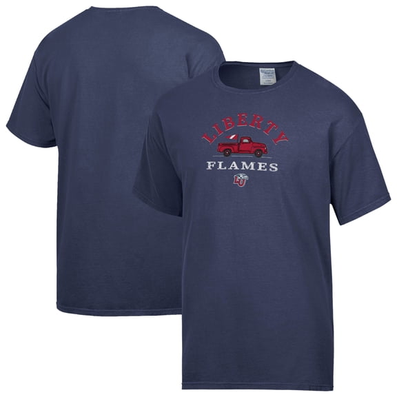 Men's ComfortWash Navy Liberty Flames Truck T-Shirt