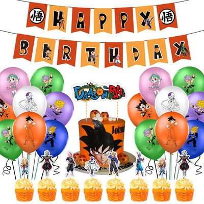 Shiyao 42 Pcs Dragon Ball Z Birthday Party Decorations Balloon Banner Cake Toppers Set Anime Party Supplies For Kids And Boys Walmart Com Walmart Com