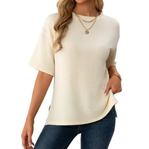 AELand Womens Short Sleeve T-Shirts Loose Fit Crewneck Tops Casual Fashion Clothes 2025 Summer Basic Tees