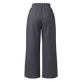thumbnail image 5 of vigerkar Womens Summer Linen Boho Wide Leg Casual comfy Pants Palazzo High Waist Lounge Travel Vacation Outfits Dark Gray, XL, 5 of 5