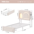 thumbnail image 2 of Hiphuta Twin Size Bed Frame with Storage Headboard and Drawer, Velvet Upholstered Platform Bed with RGB LED and Power Outlets, White, 2 of 9