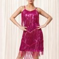 thumbnail image 7 of NTACZA Mini Dresses for Women Spaghetti Straps V-Neck Sparkly Sequin Fringe Cocktail Dress Solid Ball Gown Nights Out Hot Pink S, 7 of 7