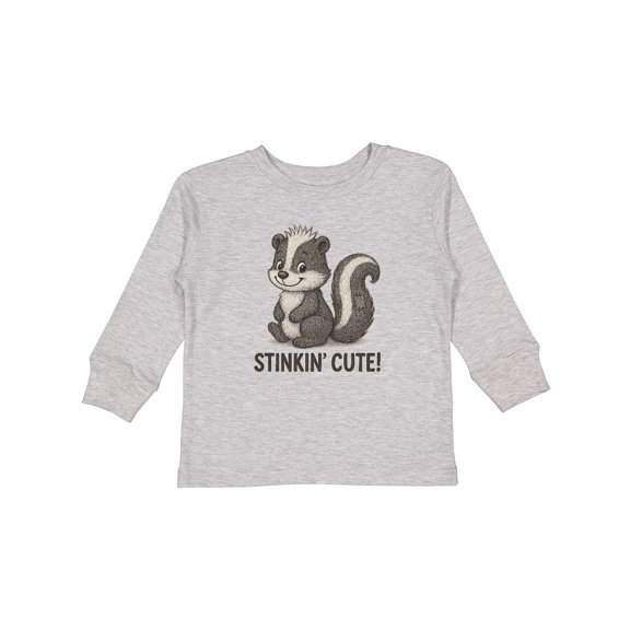 Inktastic Adorable Skunk 'stinkin' Cute' Graphic Boys or Girls Long Sleeve Toddler T-Shirt