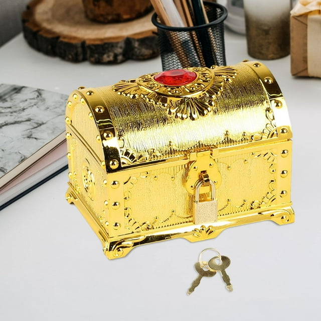 Adventure Treasure Chest Pirate Treasure Chest Props Jewelry Box Multifunctional gold