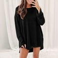 thumbnail image 2 of Breezora Haut à Manches Longues et Col Rond pour Femmes, Texture Gaufrée, Ourlet Fendu, Coupe Confortable, Chandail Décontracté, Blouse Extensible Douce, Taille m, Noir, 2 of 7