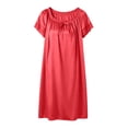 thumbnail image 7 of Blmnix Satin Nightgown Sleep Shirts for Women Sleep Dresses Lightweight Nightgowns Sleep Shirts Knee Length Red Short Sleeve Crew Neck Summer Nightgowns for Women, 7 of 7