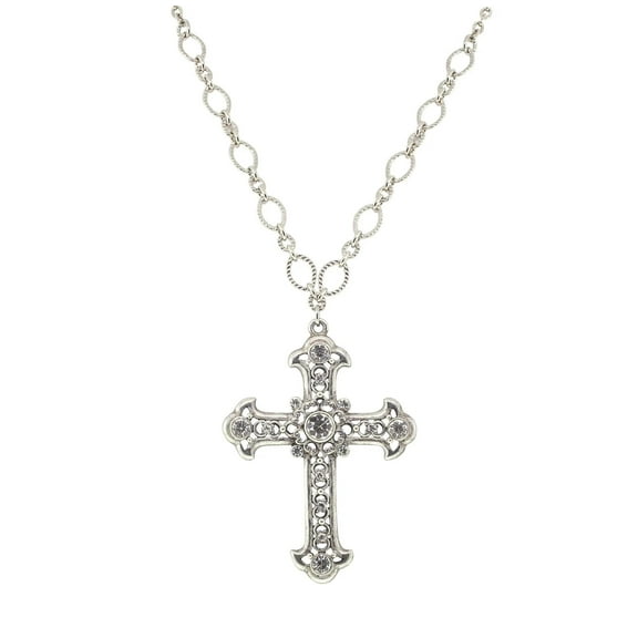 Symbols Of Faith Crystal Large Cross Pendant Necklace 28 Adjustable