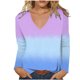 thumbnail image 1 of Blusa de manga larga con estampado de teñido anudado y cuello en V suelto informal para mujer Fridja fjkfkj3645, 1 of 5