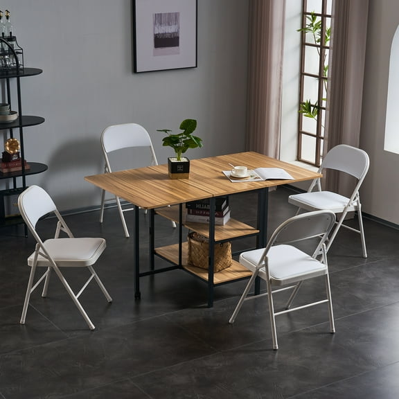 paproos Modern Dining Chairs Set of 4, PU Leather Dining Room Chairs, Kitchen Chairs with Metal Legs, Easy to Assemble Dining Chair for Restaurant, Kitchen, Dining Room and Living Room