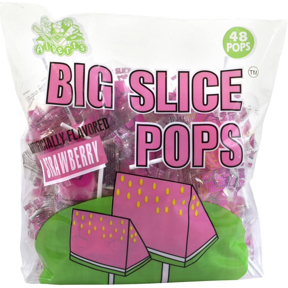 Albert's Big Slice Pops Strawberry Candy, 48 count