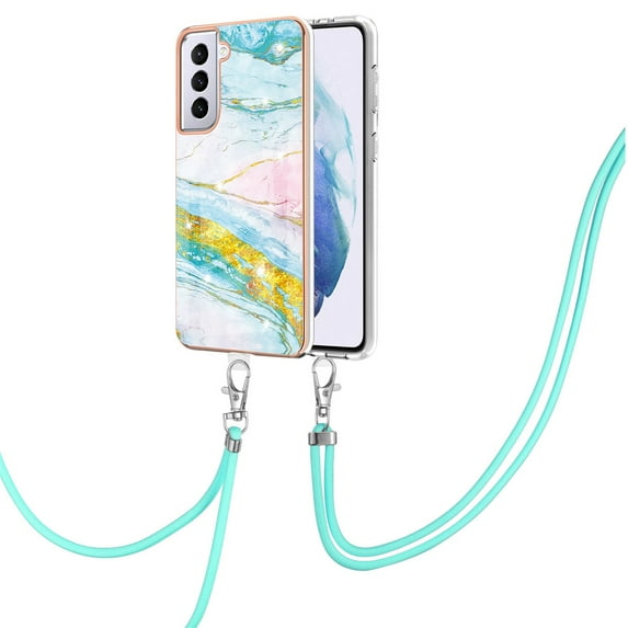 SaniMore for Samsung Galaxy S22 Plus 6.6" 2022 Case with Detachable Crossbody Lanyard Shockproof TPU Backplane Marble Pattern Luxury Fashion Anti-drop Slim Lightweight Cover For Galaxy S22 Plus, Blue