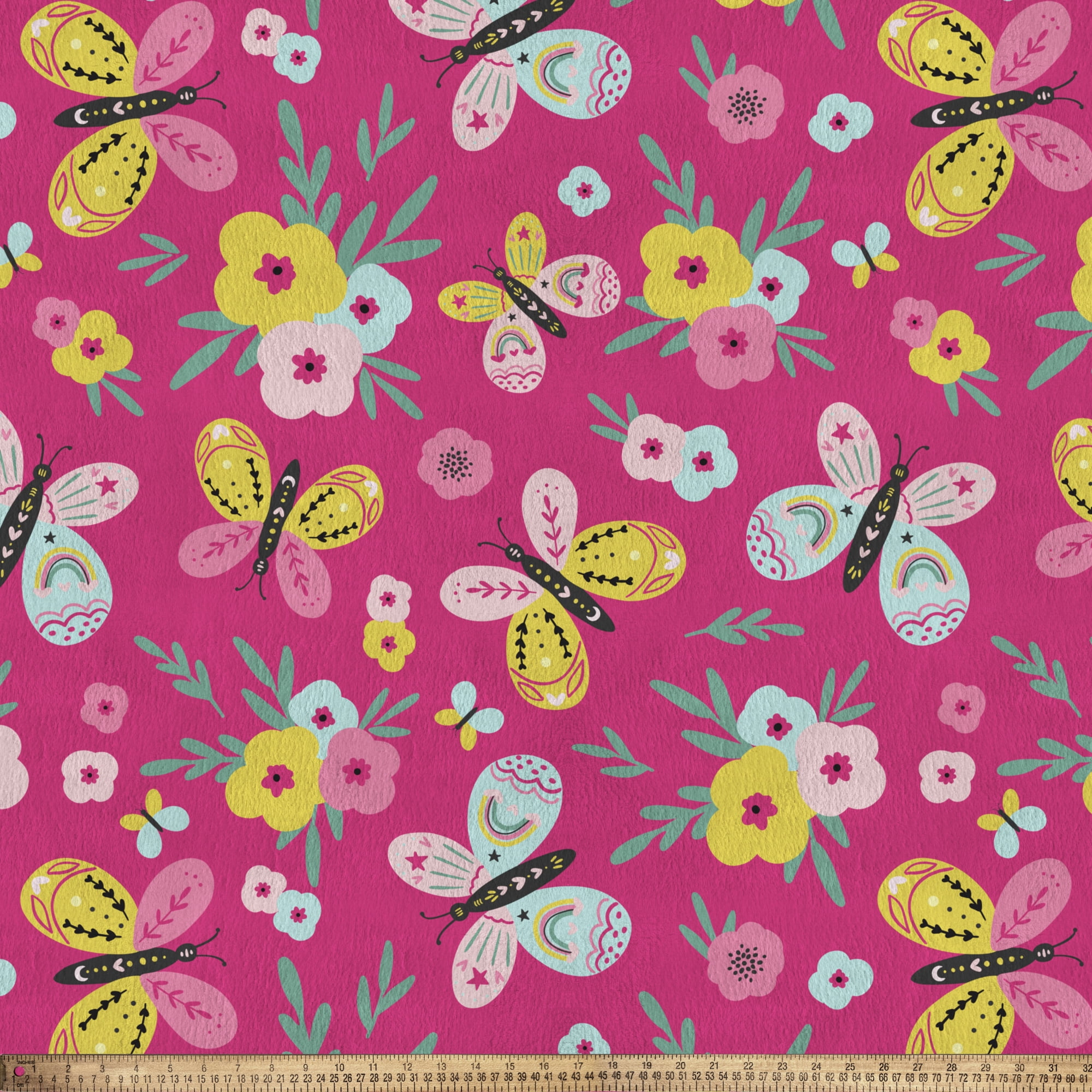 Mainstays 1.5 Yards 100% Polyester Brushed Fleece Fly Fly Butterfly, Pink, 60" Wide for Crafts