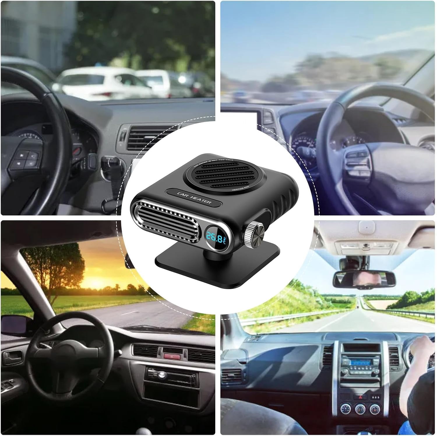 Portable Car Heaters For Vehiclem, 12V Car Heater, Auto Fan Heater, LED Display Adjustable Temperature Fast Heating Car Defrost Defogger, Vehicle Mounted Heater, Car Windshield Defroster Demister