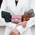 thumbnail image 3 of Cartera plegable para mujer, monedero corto, cartera sencilla con rejilla de diamantes, cartera de piel de oveja de gran capacidad, bolso de mano real, 3 of 6
