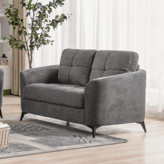 Loveseat - Linen Modern for Small Space Living Room (Gray)
