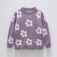 thumbnail image 5 of Tfken Sweater For Boys Toddler Size 1-2 Years Crew Neck Flower Print Daily Wear Warm Purple Pullover Sweater, 5 of 6