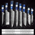 thumbnail image 5 of Japanese Kitchen Knife Set with Beautiful Blue Resin Handle -Chef Knife, Bread Knife, Cleaver Knife, Paring Knife, & More (10-Piece Chef Knife Collection), 5 of 7