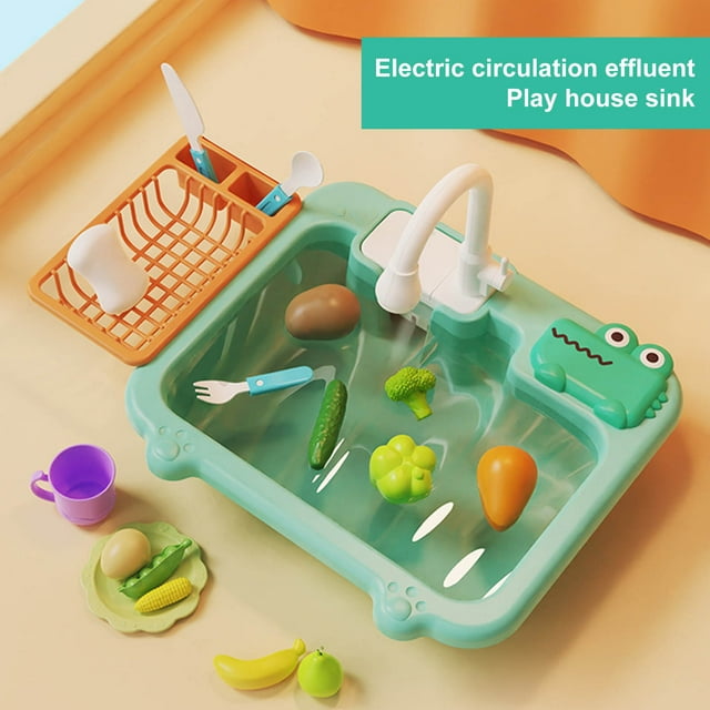Lubelski 1 Set Interactive Electric Dishwasher Toy Set Realistic Kitchen Utensils with Water Circulation And Faucet Swing Kitchen Toys for Kids