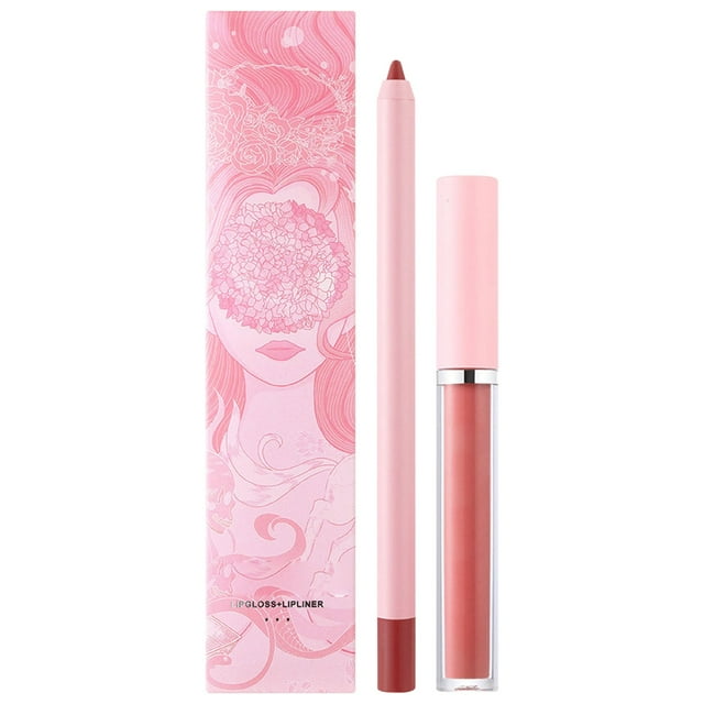 Rouges à Lèvres pour Femmes Imperméables à Crochet Ligne Stylo Rouge à Lèvres Stylo Moussant Crayon Contour des Lèvres Qui Ne Déteint Jamais Brillant à Lèvres 2 en 1 Boîte Tout-en-1 Brillant à Lèvres Imperméable Longue Tenue