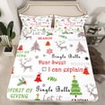thumbnail image 2 of YST Kids Christmas Sheets Cartoon Xmas Decorations Pattern Sheet Set, Cute Christmas Bell Festival Deer Bed Sheets Set Snowflake Pine Tree Bedding Set Full With 2 Pillow Cases (White), 2 of 6