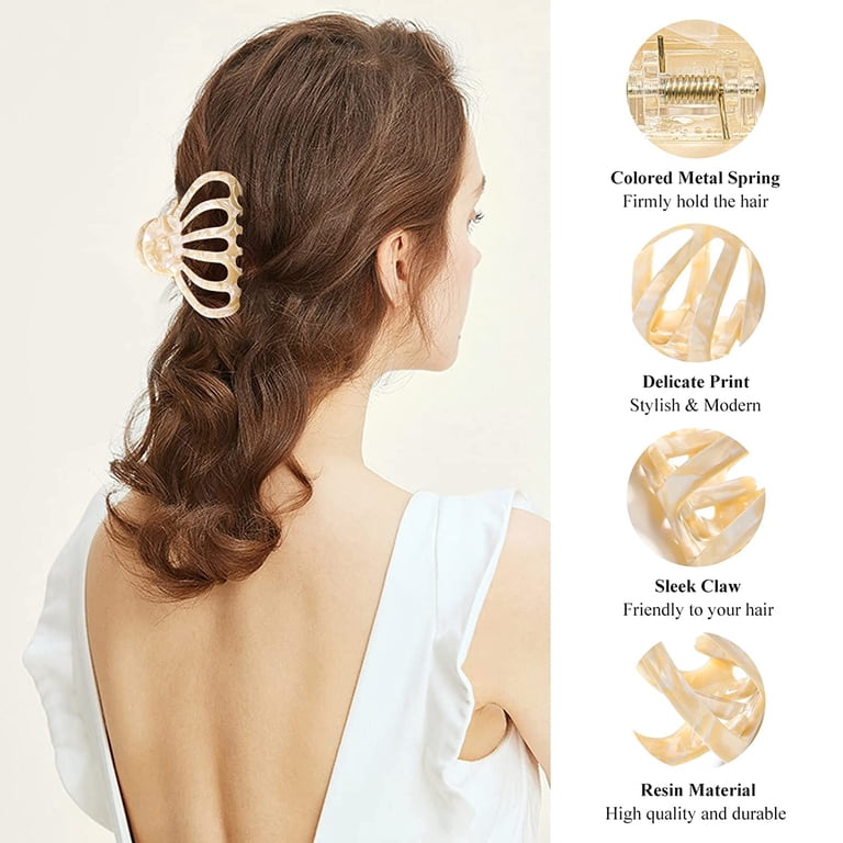 2-Pack Bohemian Tortoise Shell Hair Claw Clips Strong Hold Big Hair Hair Clips, [2-Pack] Bohemian Tortoise Shell Hair Claw Clips  main image 2