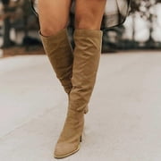Women's High-Heels Mid Calf Boots- Boots Dress Zipper Womens Shoes Warm Winter Vintage Christmas Womens Boots