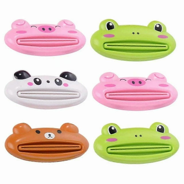 Exprimidor de tubo para baño, dispensador de pasta de dientes con dibujos de animales, 6 unidades