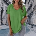 thumbnail image 2 of Yubnlvae Ladies' Casual Pocket Short Sleeve T-Shirt, Ladies' Fashionable Casual Solid Color Plus Pocket Short Sleeved T Shirtclearance! Solid, Round Neck, Green, Xxl, 2 of 4