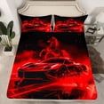 thumbnail image 3 of Feelyou Neon Race Car Twin Sheet Sets for Kid, Fashion Automobile Twin Fitted Sheet, Red Racing Horse Animal Flat Sheet, Luxury Bedroom Decor, 3-Piece, 3 of 8