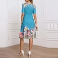 thumbnail image 4 of QUNYINEY Flowy Womens Dresses Casual Floral Long Summer Short Sleeve A Line Dress Beach Vacation Slim Fit V Neck Dresses, 4 of 5