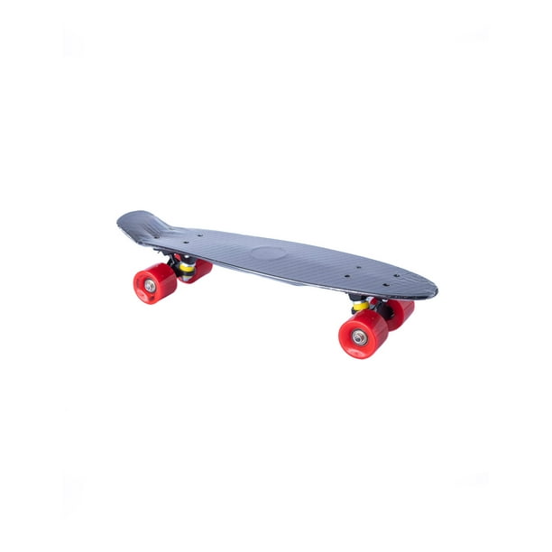 Patineta semiprofesional Display minicruiser tipo Penny deck negro trucks negros ruedas rojas