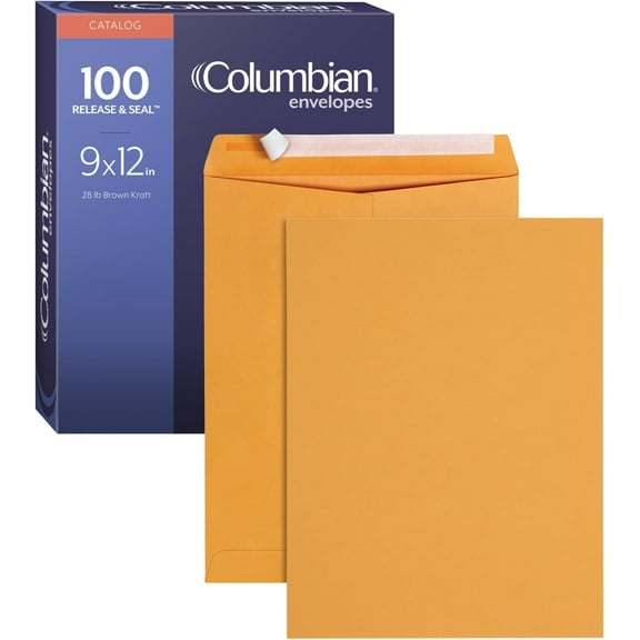 9 x 12 Catalog Envelopes with Self Seal Closure, 28 lb Brown Kraft, for Mailing Flat Letter Size Documents or Photos, 100 Per Box (COLO341)