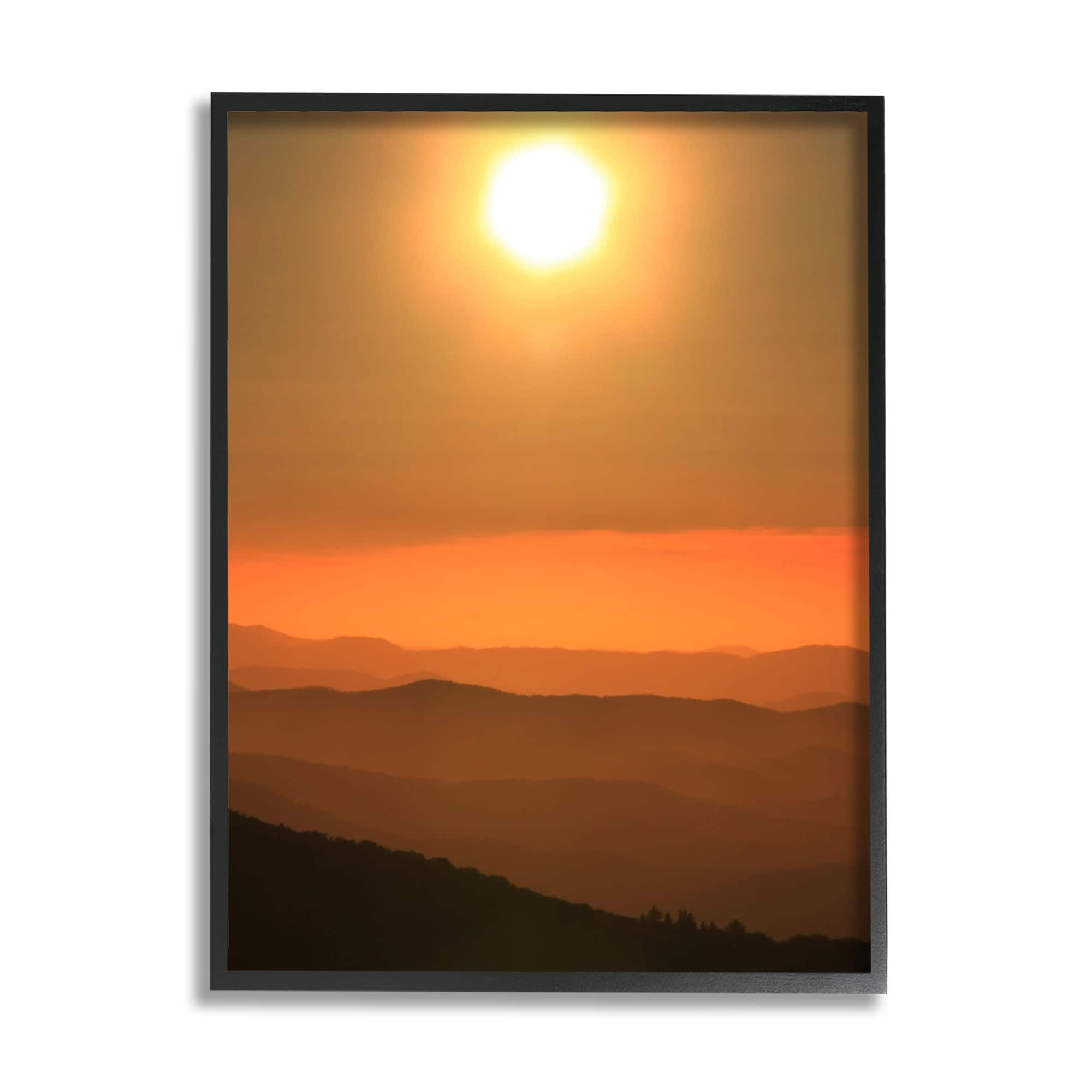 Stupell Industries Warm Sunset Sky Layered Mountain Range Landscape Photography White Framed Art Print Wall Art, 11x14, by Daniel Sproul