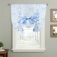 thumbnail image 2 of Cute Bow Tie Up Curtains 45 Inches Long, Kitchen Window Curtains Over Sink, Blue Bowknot Minimalist Solid Color Small Window Curtains Shade Balloon Curtains Valances for Bedroom/Cafe 34"x45", 2 of 8