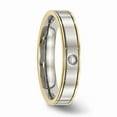 thumbnail image 5 of Titanium Polished Yellow IP Grooved Comfort Back CZ Ring, 5 of 10