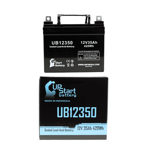 Compatible Kubota B620 Battery - Replacement UB12350 Universal Sealed Lead Acid Battery (12V, 35Ah, 35000mAh, L1 Terminal, AGM, SLA)