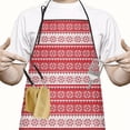 thumbnail image 2 of Red Christmas Geometric Snowflake Pattern Apron-Garden Aprons for Women with Pockets-Cotton Linen Waterproof Kitchen Cooking Gardening Aprons Adjustable for Kitchen,Cooking,BBQ and Salon 33"x27", 2 of 7