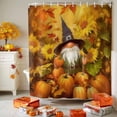 thumbnail image 3 of Shower Curtain 36"W x 78"L Fall Gnome Sunflowers Pumpkins Fabric Shower Curtains Set with Hooks Water Repellent Bathroom Curtains Machine Washable Bathroom Accessories, 3 of 6