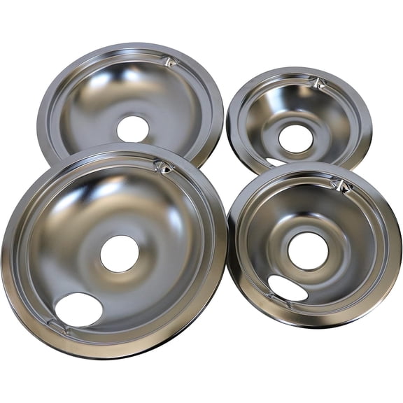 2025 New Drip Pans for GE/Hotpoint Electric Range, Premium Chrome Burner Plates & Stove Liners for Effortless Cooking & Kitchen Cleanup 4 Pack (6Inch   8Inch)