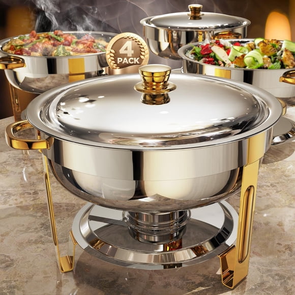 Juego de platos para buffet Hafing ZILODE, 6 litros, paquete de 4 unidades, acero inoxidable