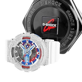 g shock red white blue