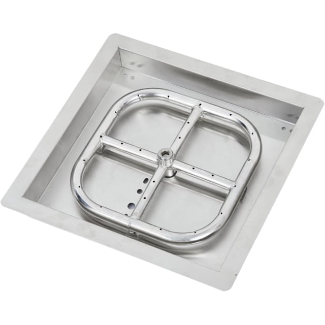 12inx12in Square Drop-In Fire Pit Burner Kit Stainless Steel Fire Pit Pan Insert for Propane and Natural Gas DIY Outdoor Indoor Fire Pit Burner for Patio Backyard