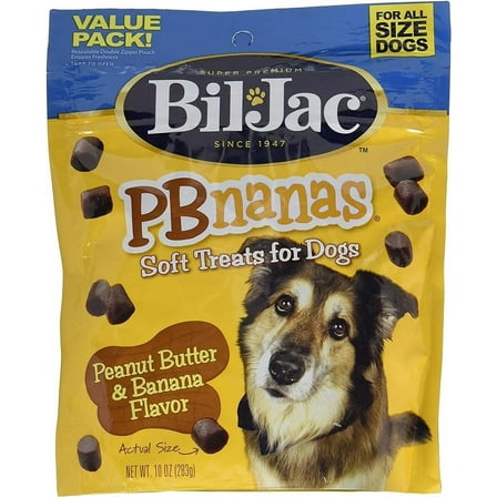 Bil-Jac PBnanas Soft Treats for Dogs - Puppy Training Treat Rewards, 10oz Resealable Double Zipper Pouch, Peanut Butter & Banana Flavor Chicken Liver Dog Treats