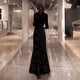 thumbnail image 3 of Vestido de noche Vestido de mujer Banquete Elegante Lujo Ligero Lujo Ligero Nicho Lujo Ligero Vestido de lentejuelas negras para anfitrión de reunión anual, 3 of 6