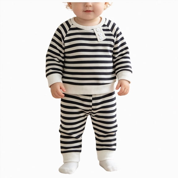 Quealent Toddler Baby Boy Clothes Long Sleeve Sweatshirt Pants Set Fall Winter Outfits (Black, 0-3 Months)