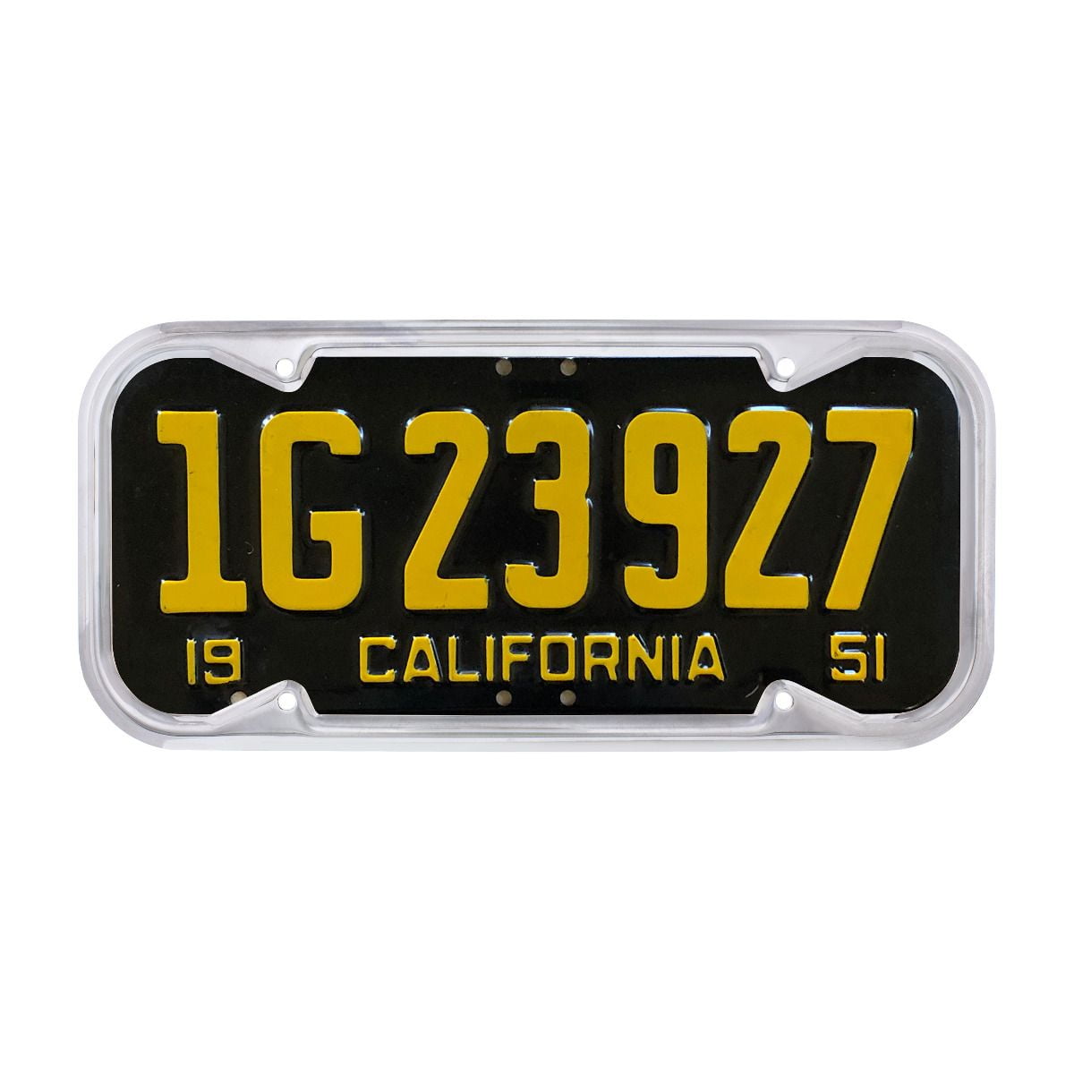 NEW PAIR 40 TO 55 CHROME METAL VINTAGE STYLE CALIFORNIA LICENSE PLATE FRAMES 
