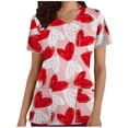 thumbnail image 2 of TIMIFIS Blouse Rouge à Manches Courtes Col en V Imprimée pour Femmes avec Poches-Rouge Imprimé, 2 of 5