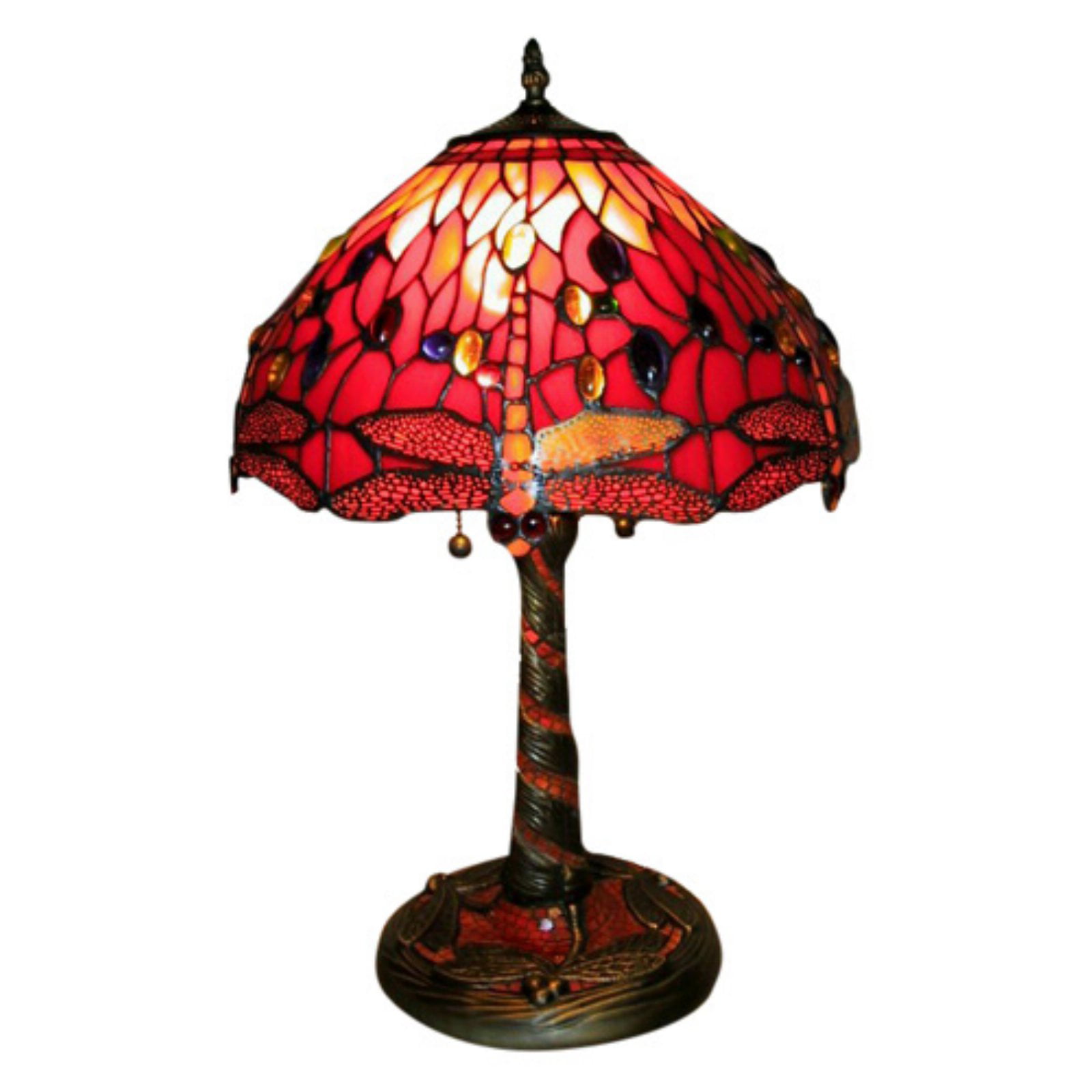Famous Brand Style Red Dragonfly Lamp w/ Mosaic Base